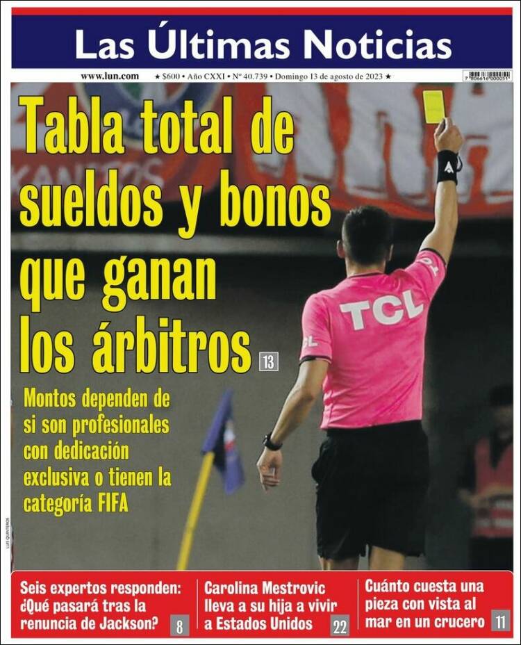 Portada de Las Últimas Noticias (Chile)