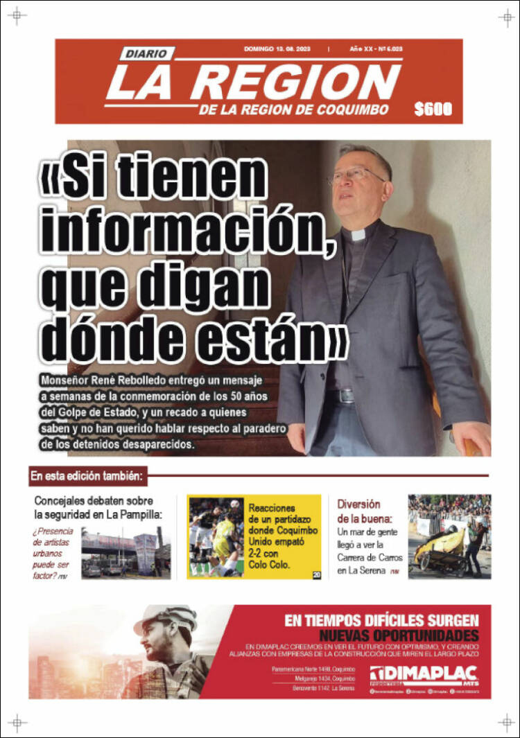 Portada de Diario La Región de Coquimbo (Chile)