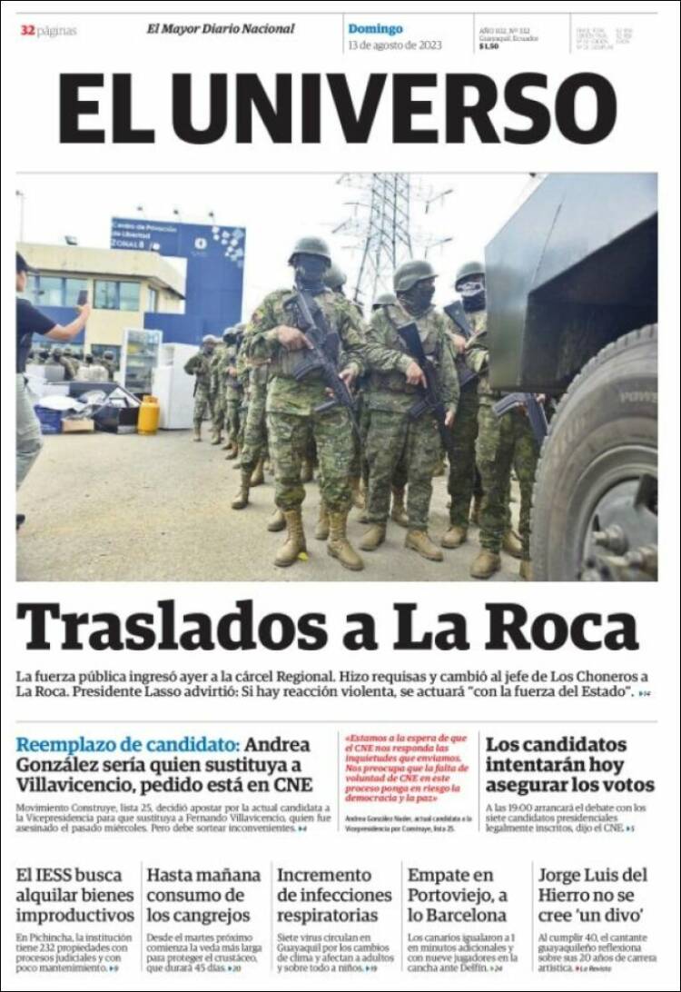 Portada de El Universo - Ecuador (Ecuador)