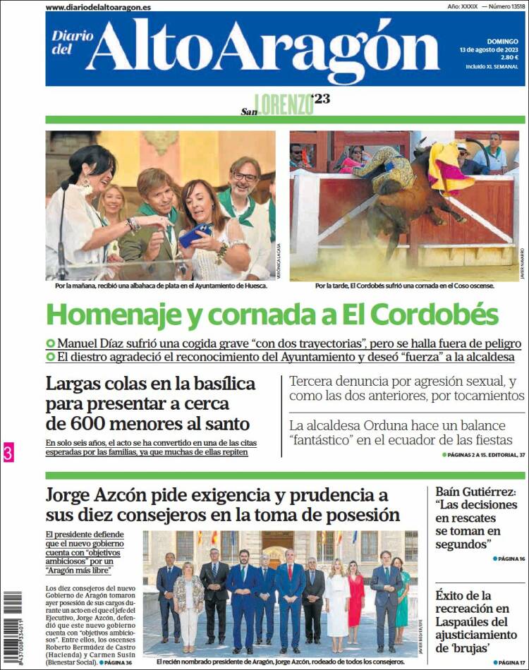 Portada de Diario del AltoAragón (España)