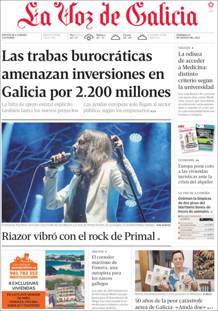 Portada de La Voz de Galicia (España)