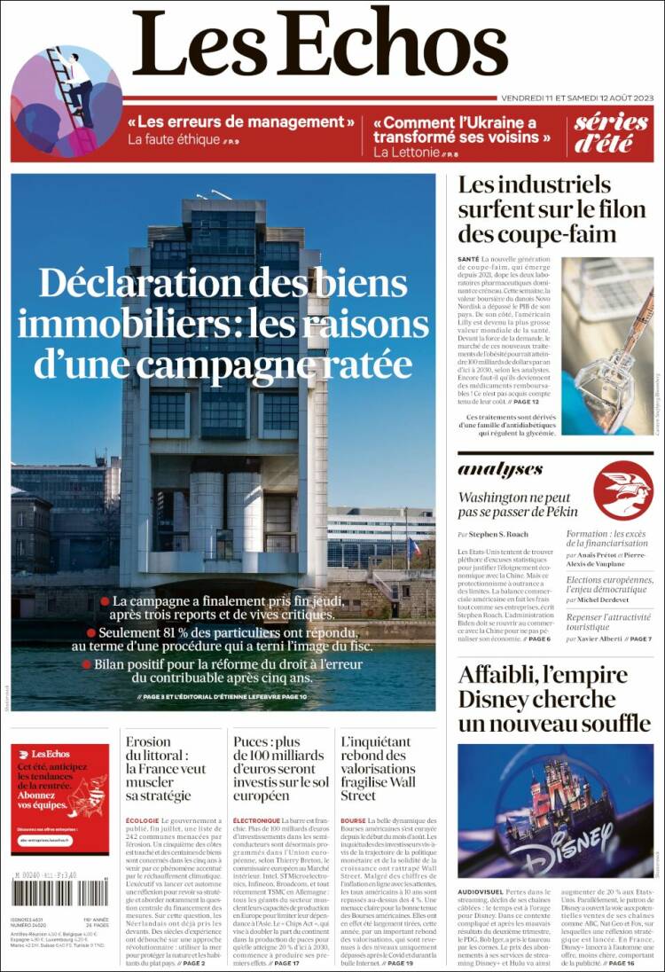 Portada de Les Echos (Francia)