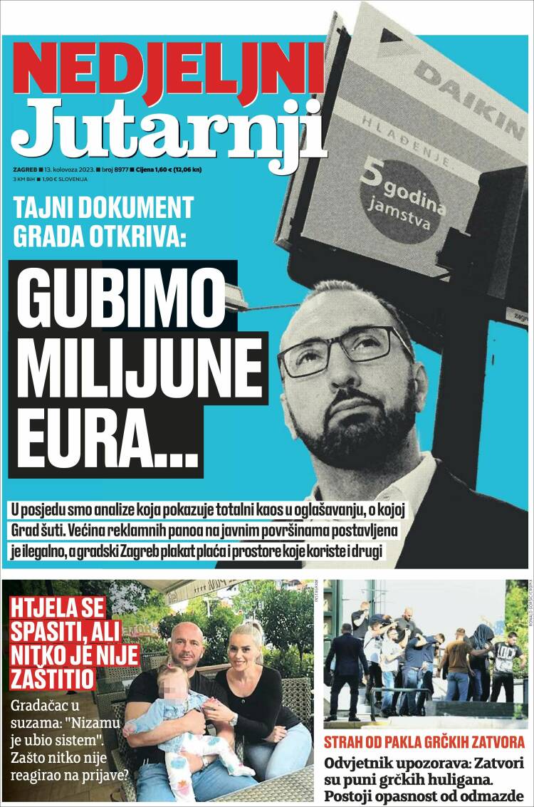 Portada de Jutarnji List (Croacia)