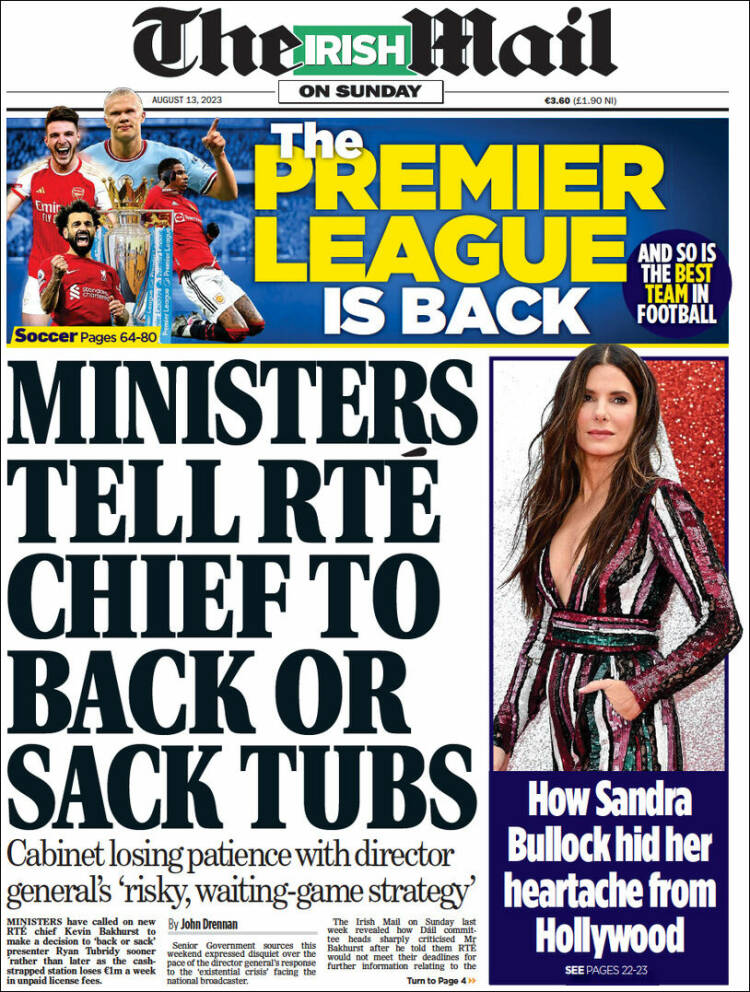 Portada de Irish Daily Mail (Irlanda)