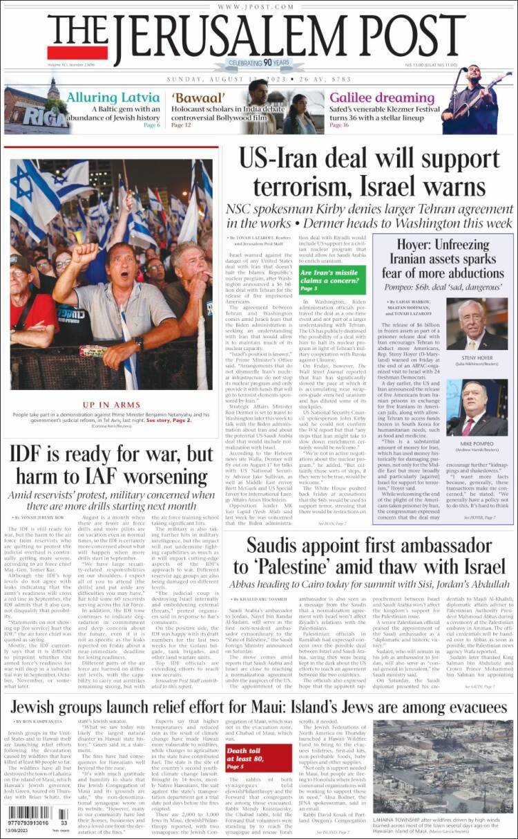 Portada de The Jerusalem Post (Israel)