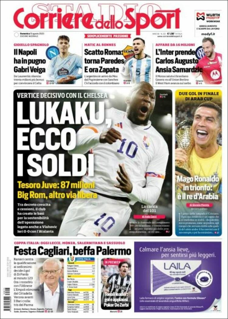 Portada de Corriere dello Sport (Italia)