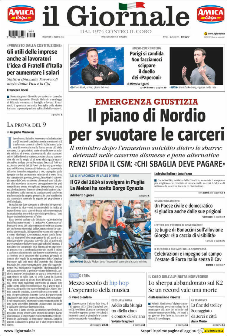 Portada de il Giornale (Italia)