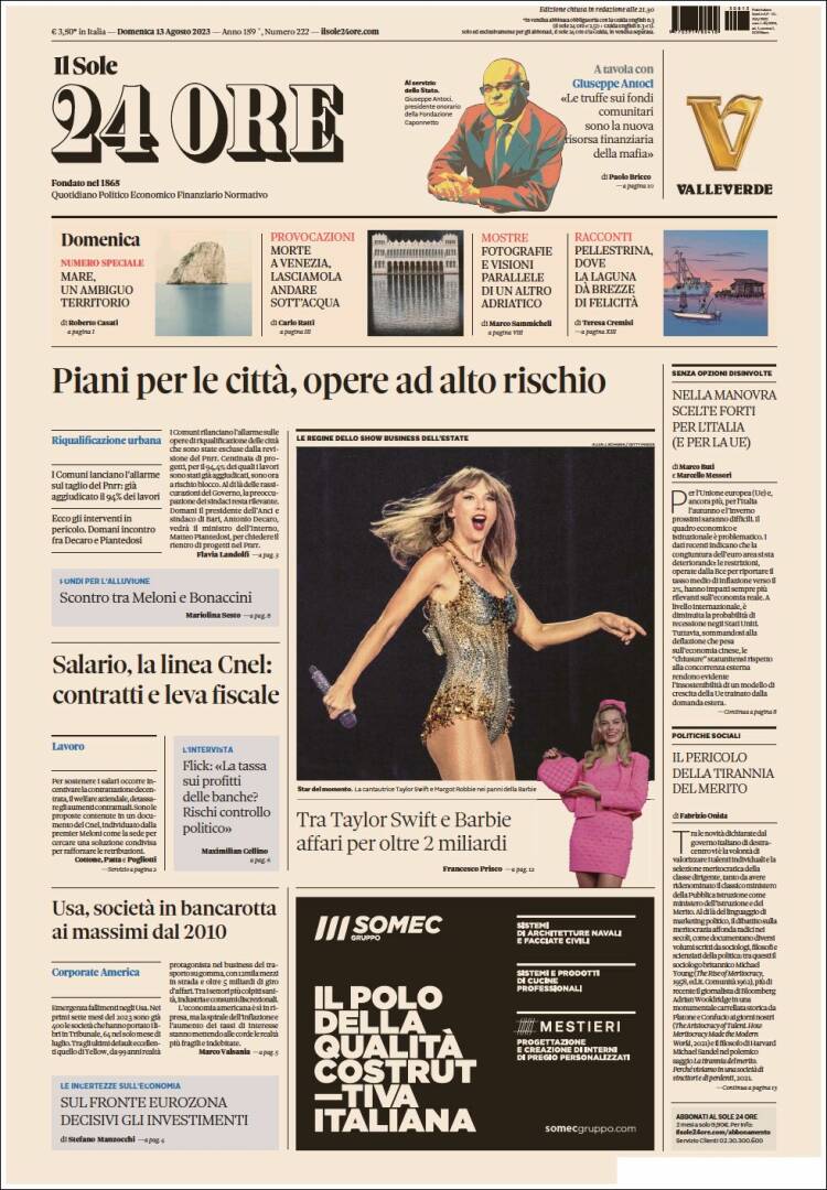 Portada de Il Sole 24 ORE (Italia)