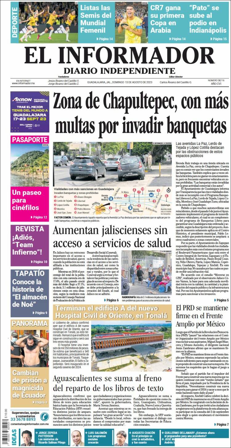 Portada de El Informador (M&eacute;xico)