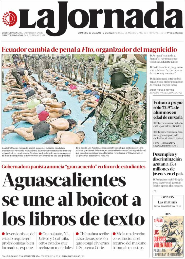 Portada de La Jornada (M&eacute;xico)