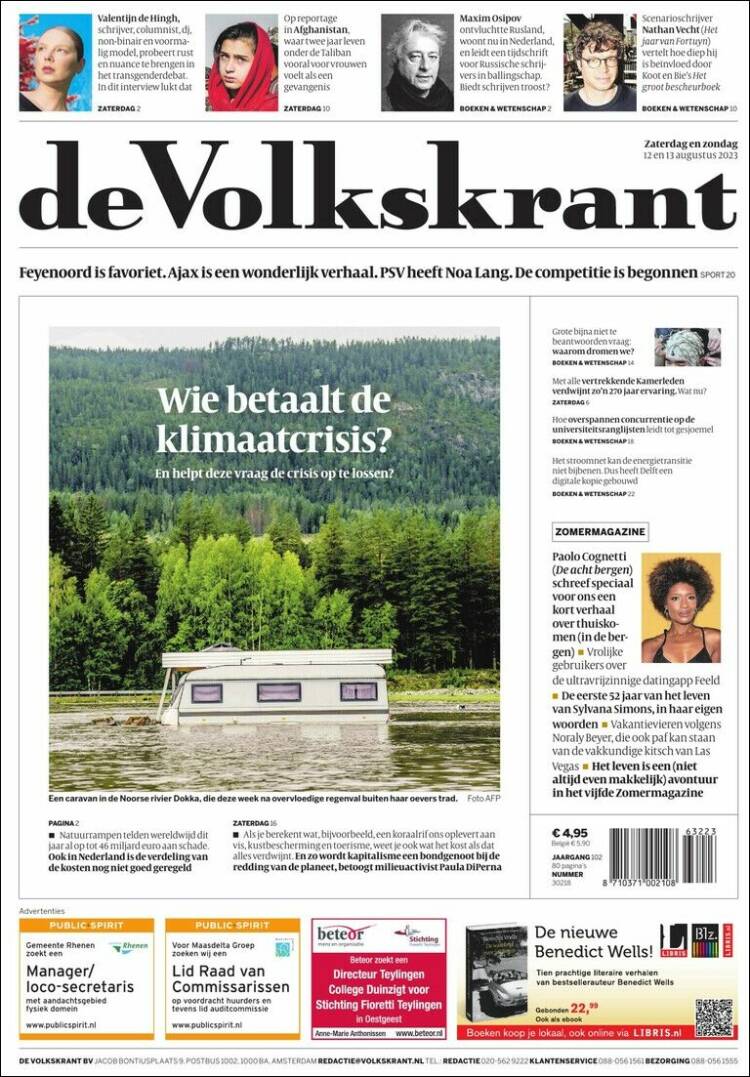 Portada de De Volkskrant (Pa&iacute;ses Bajos)