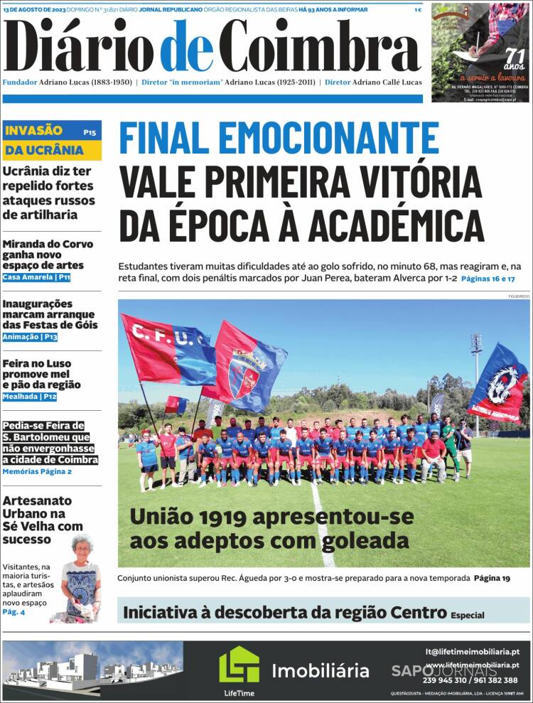 Portada de Diário de Coimbra (Portugal)