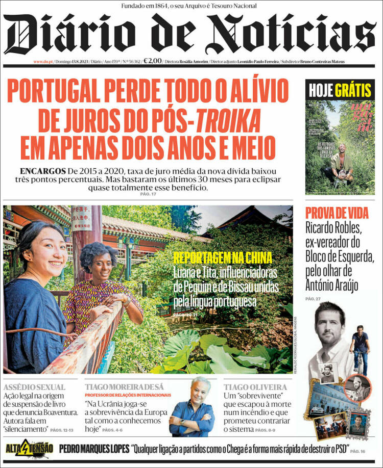 Portada de Diário de Noticias (Portugal)