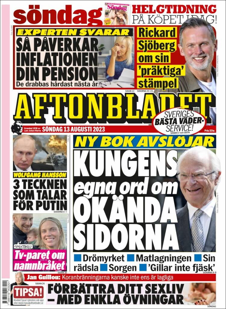 Portada de Aftonbladet (Suecia)