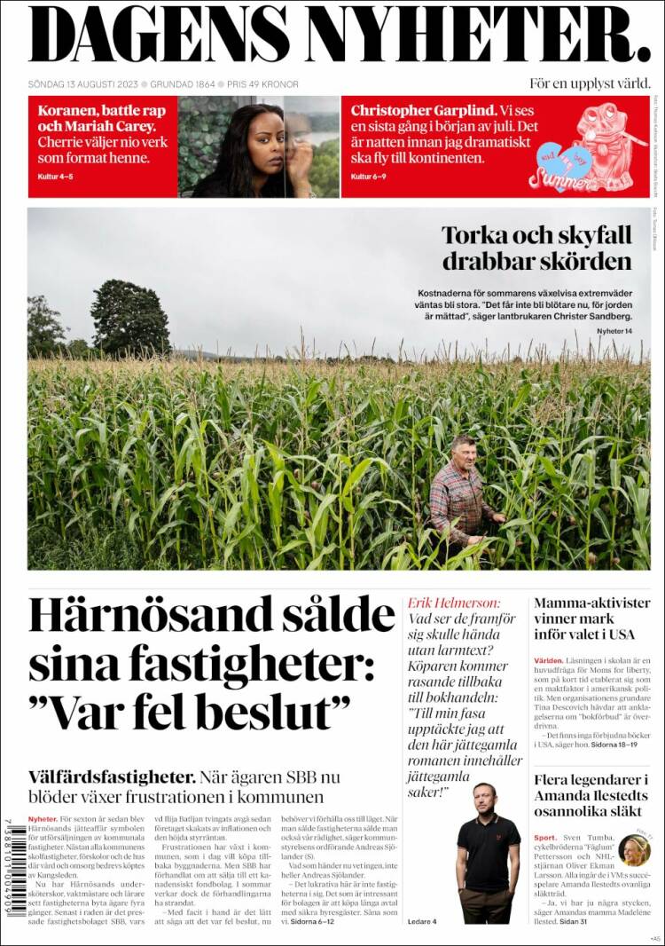 Portada de Dagens Nyheter (Suecia)