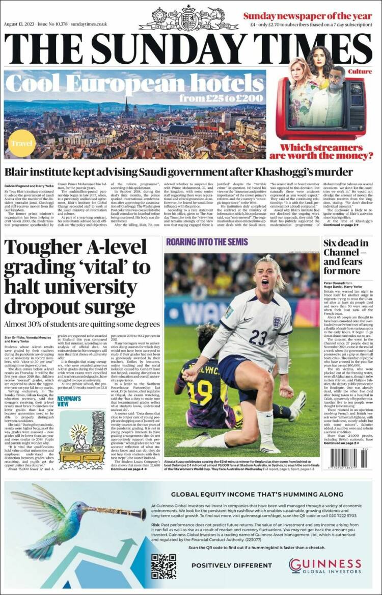 Portada de The Times (Reino Unido)