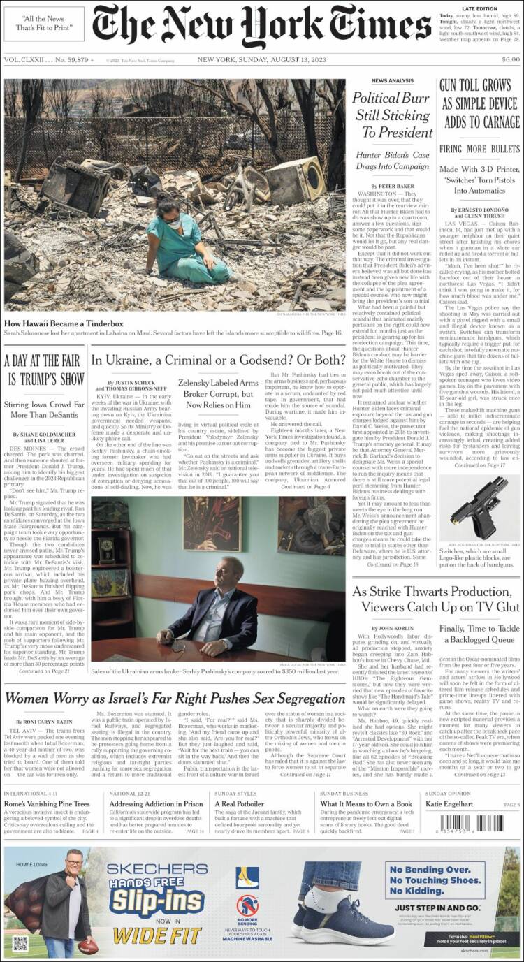 Portada de New York Times (USA)