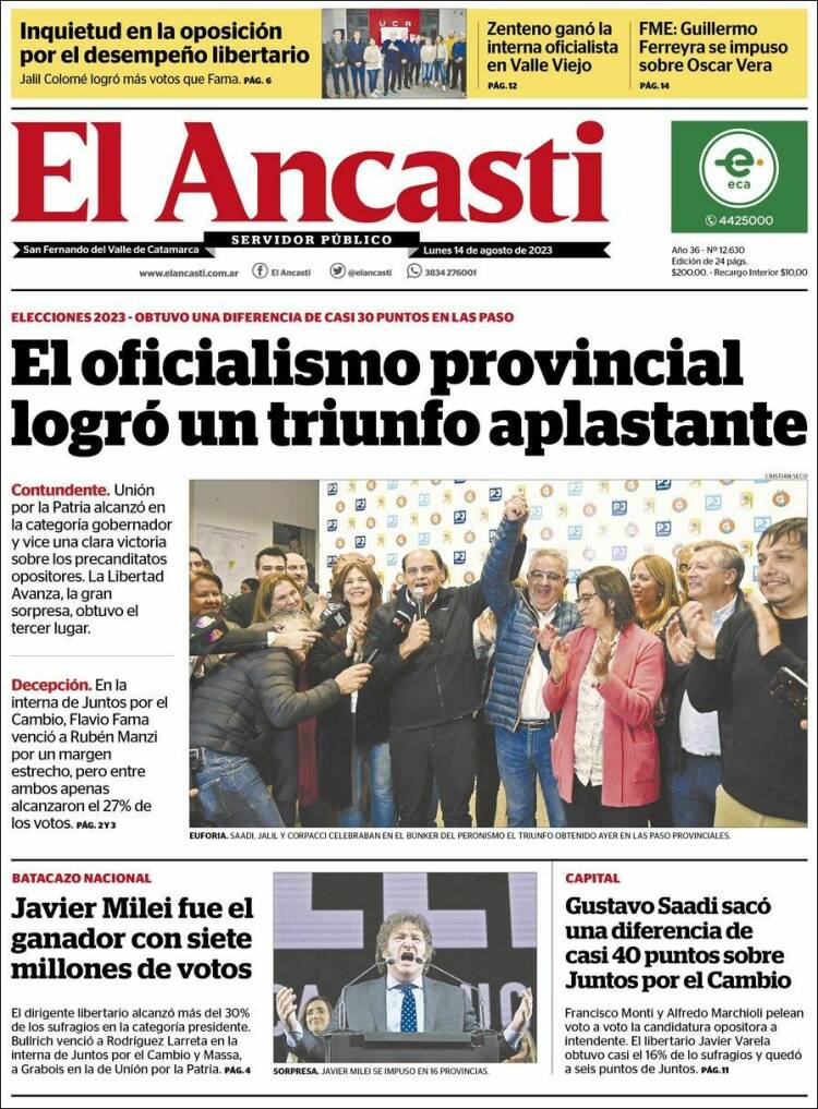 Portada de El Ancasti (Argentina)