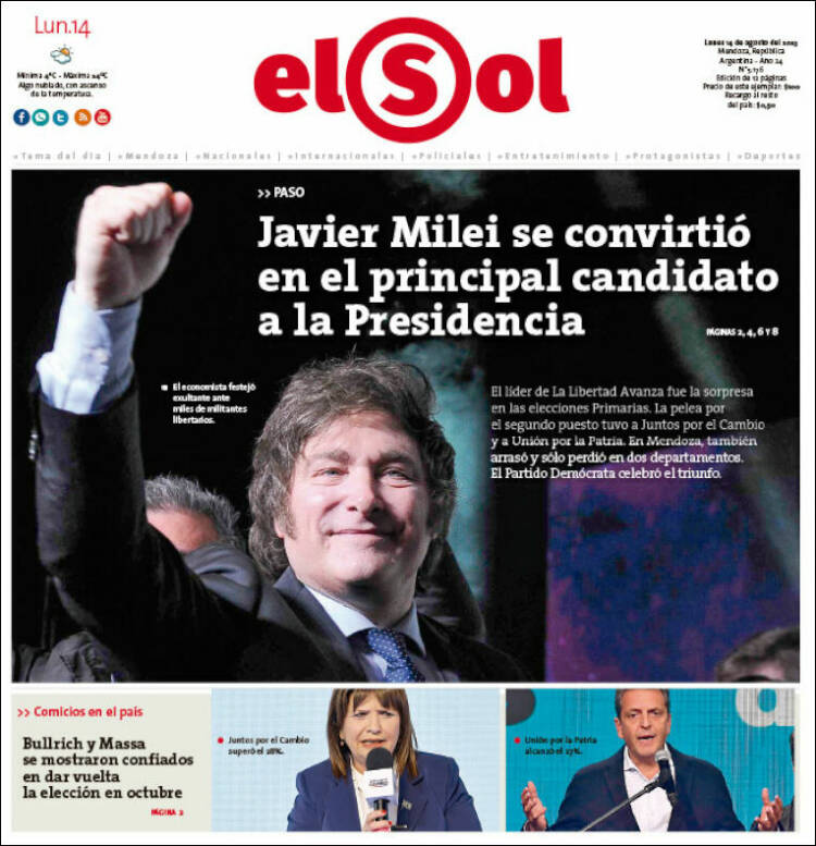 Portada de El Sol Diario (Argentina)
