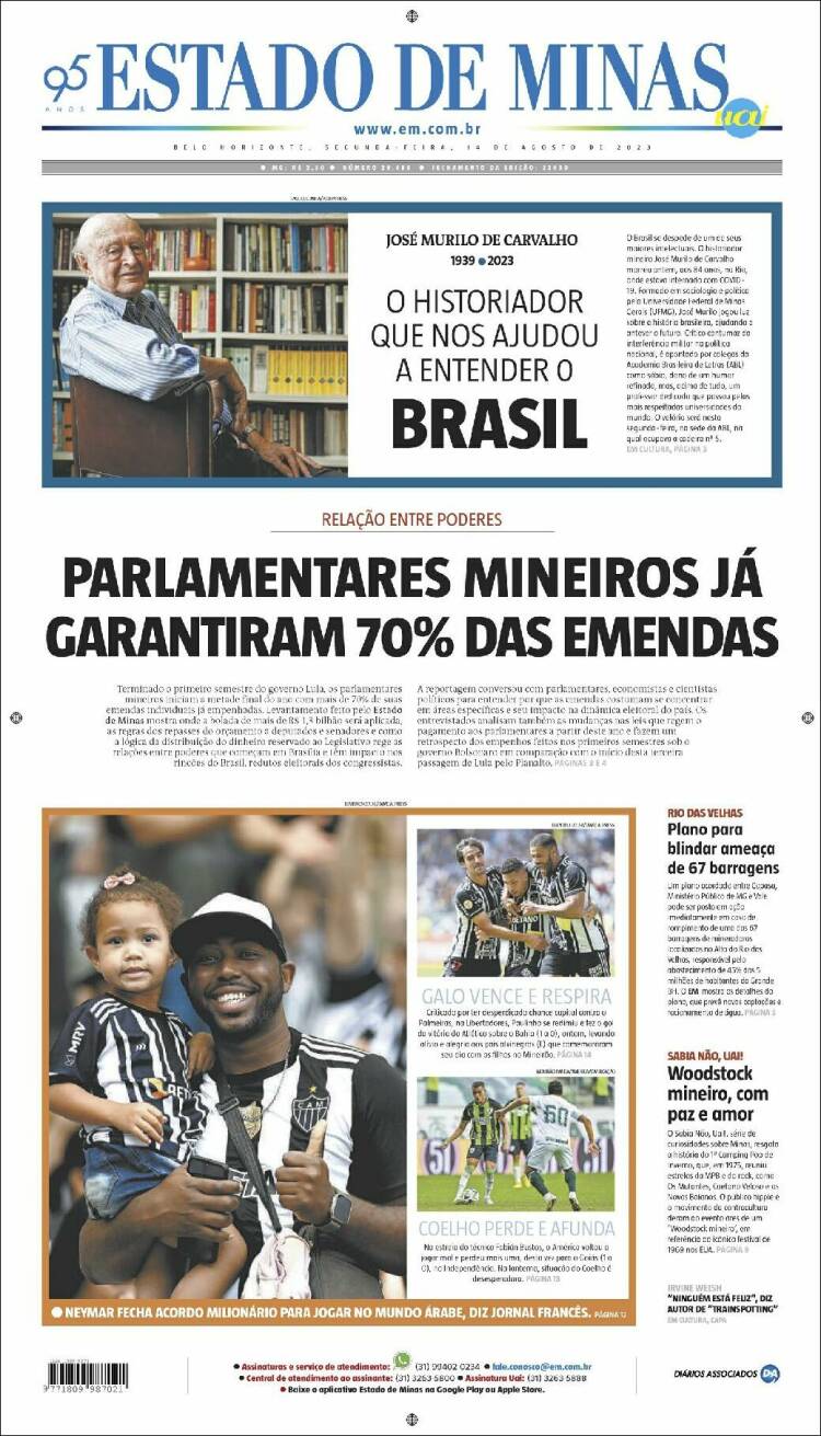 Portada de Jornal Estado de Minas (Brasil)