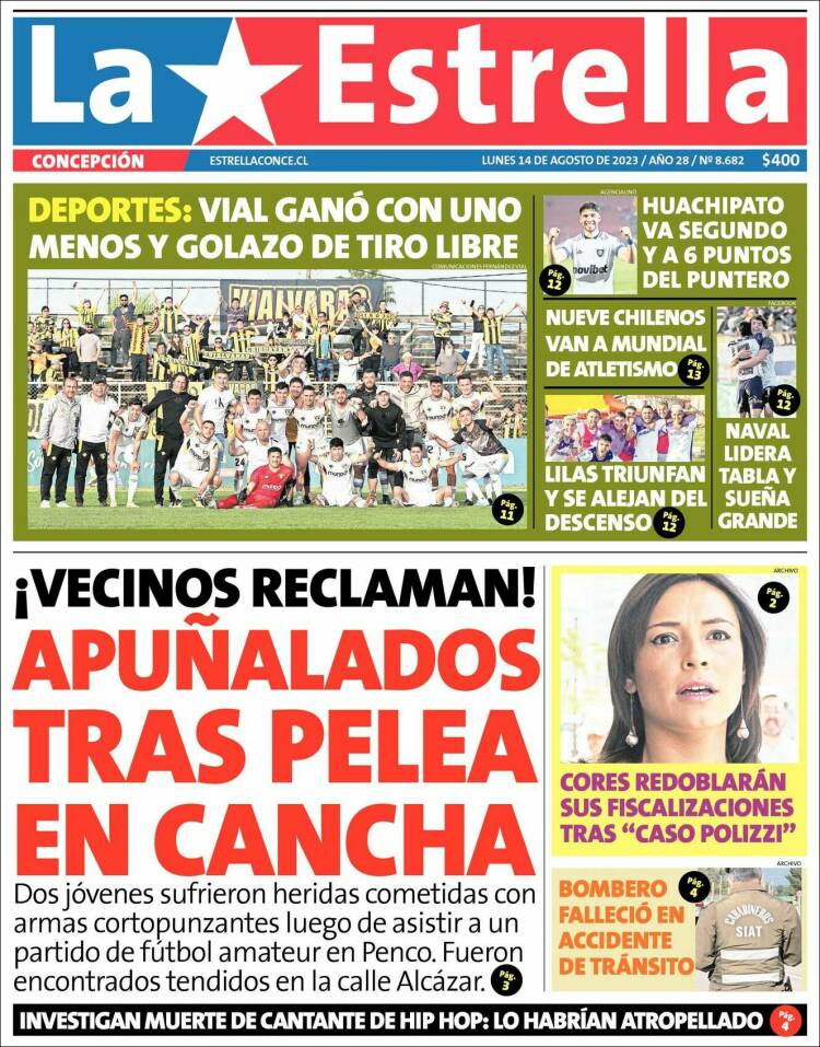 Portada de La Estrella de Concepción (Chile)