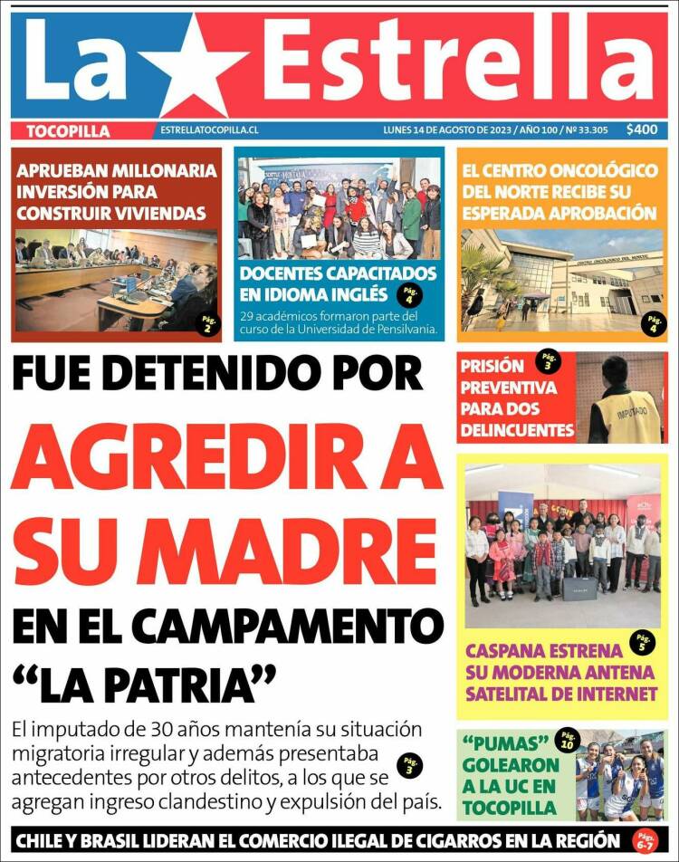 Portada de La Estrella de Tocopilla (Chile)