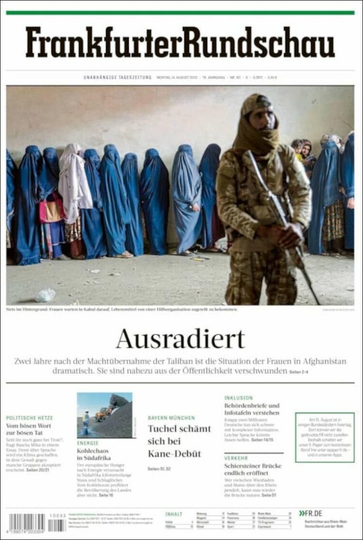 Portada de Frankfurter Rundschau (Alemania)