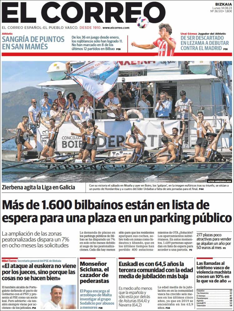 Portada de El Correo (España)