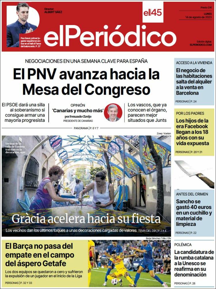 Portada de El Periódico (España)