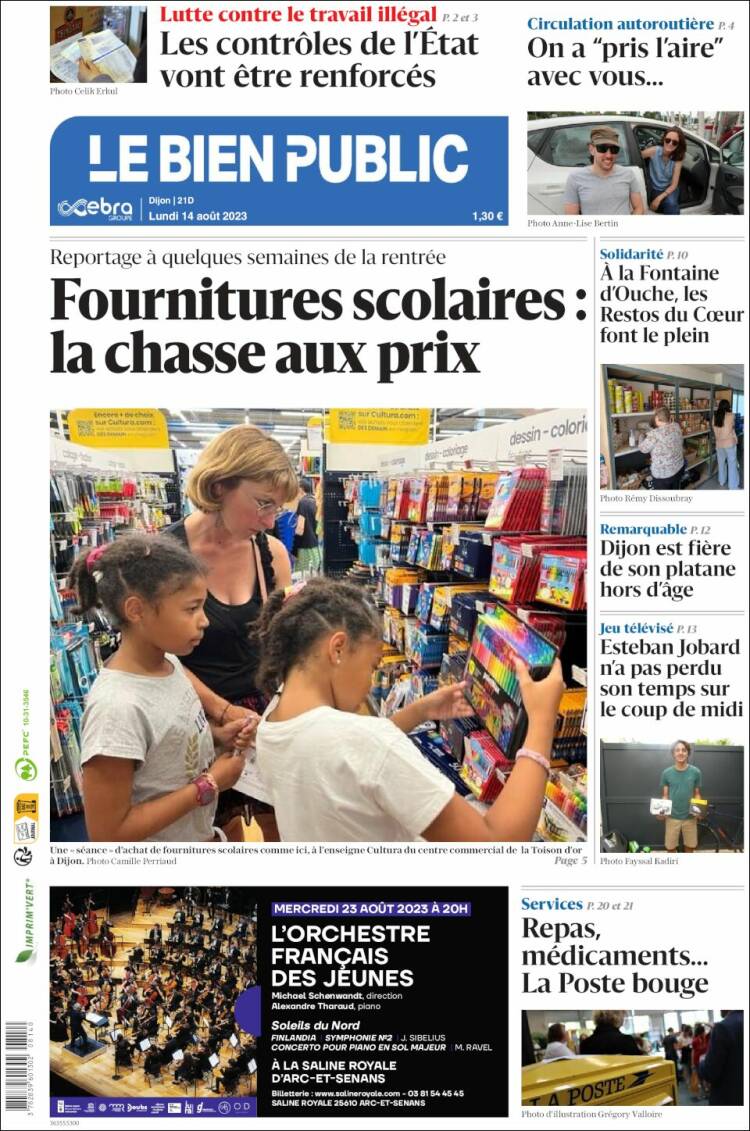 Portada de Le Bien Public (Francia)