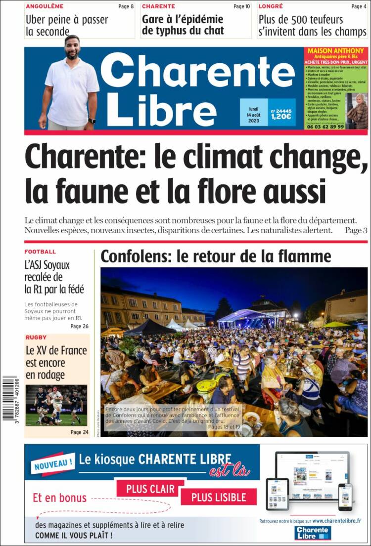 Portada de Charente Libre (Francia)