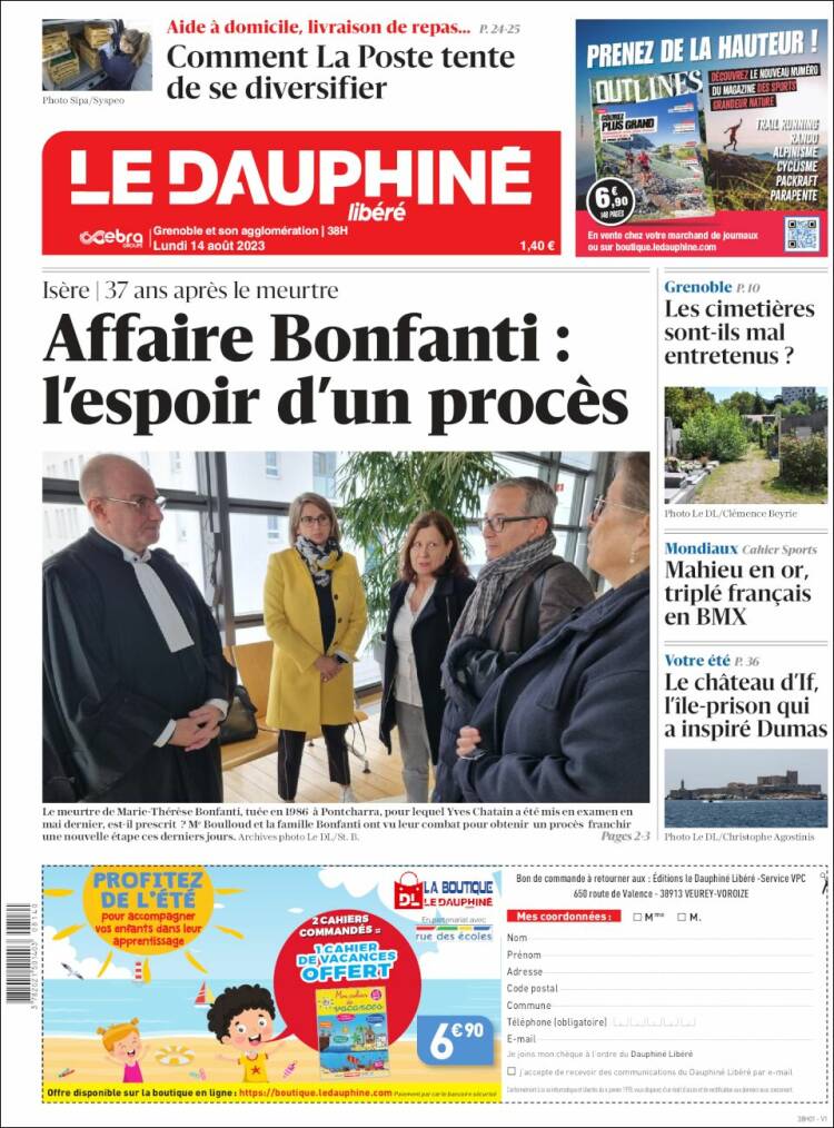 Portada de Le Dauphiné Libéré (Francia)