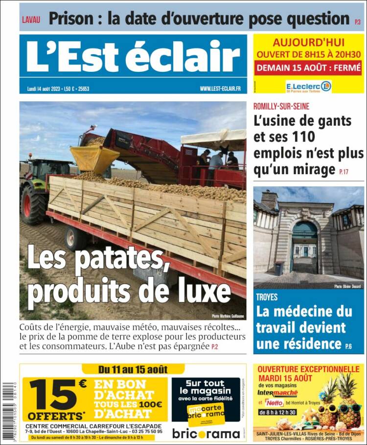 Portada de L'Est Eclair (Francia)