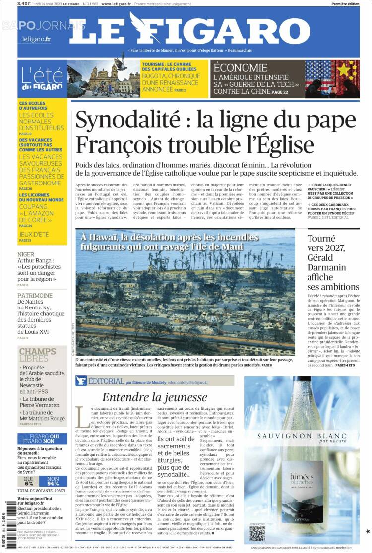 Portada de Le Figaro (Francia)