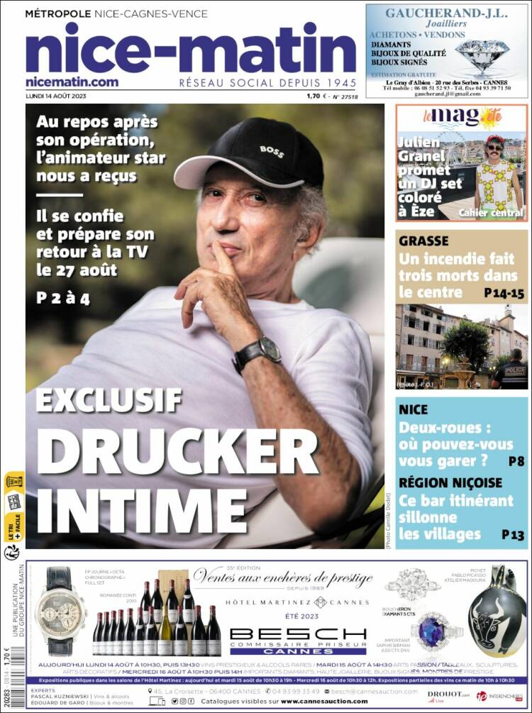 Portada de Nice-Matin (Francia)