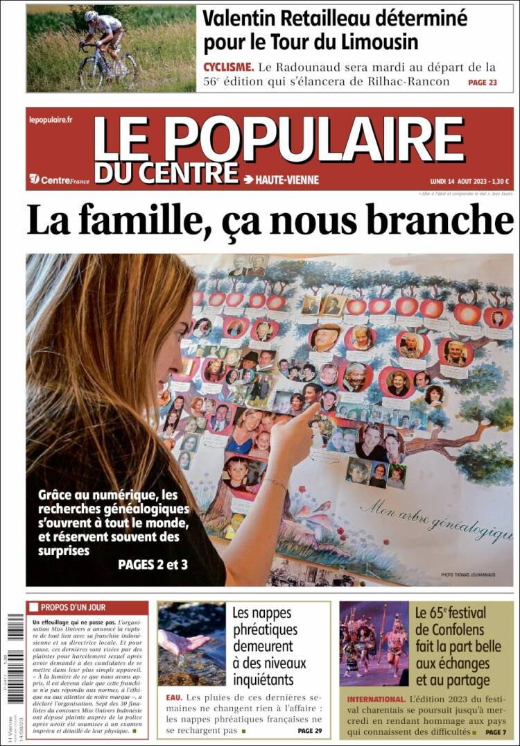 Portada de Le Populaire du Centre (Francia)