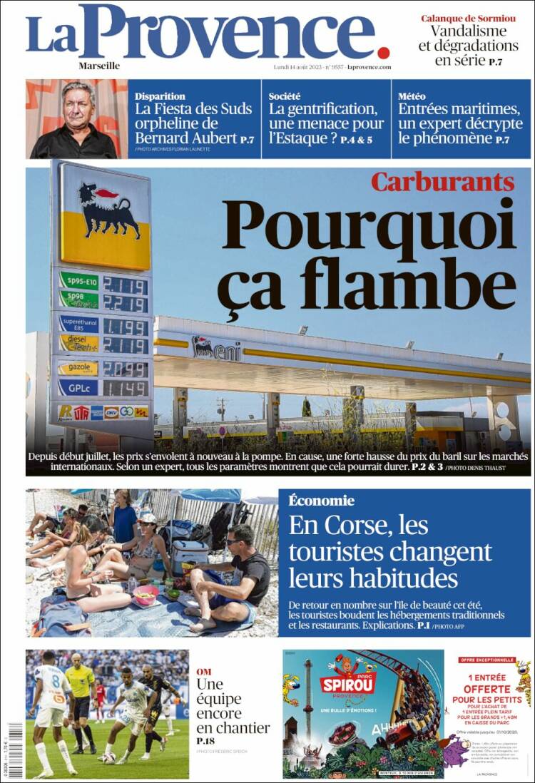 Portada de La Provence (Francia)