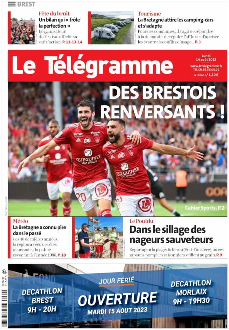 Portada de Télégramme (Francia)