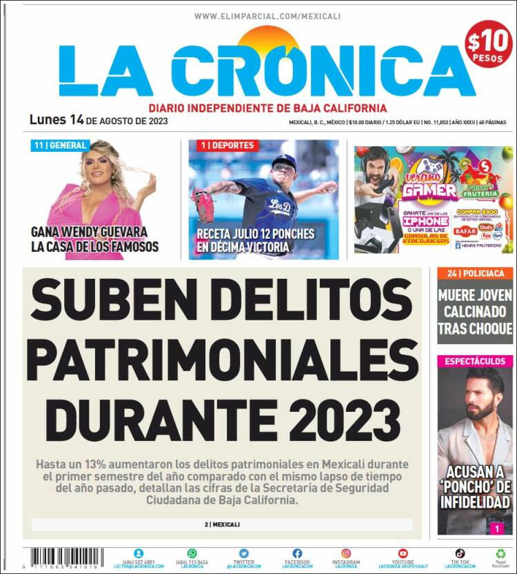 Portada de La Crónica de Baja California (M&eacute;xico)