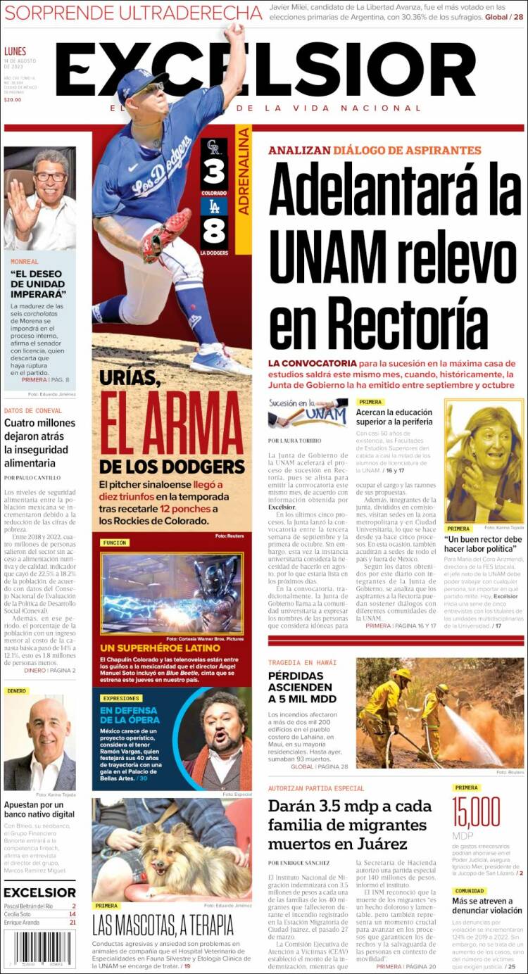 Portada de Excelsior (M&eacute;xico)
