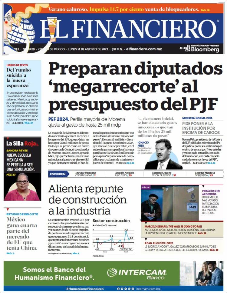 Portada de El Financiero (M&eacute;xico)
