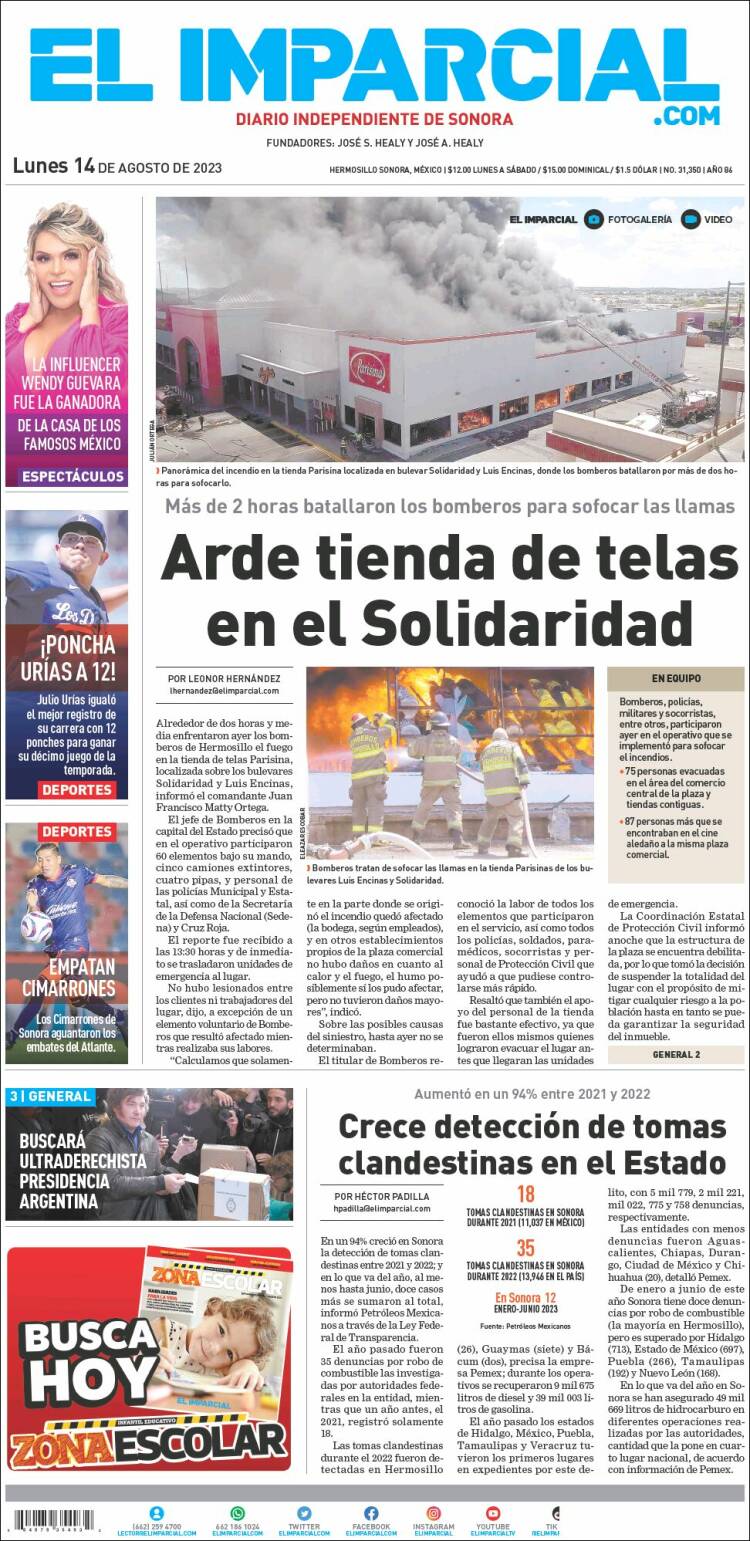 Portada de El Imparcial (M&eacute;xico)
