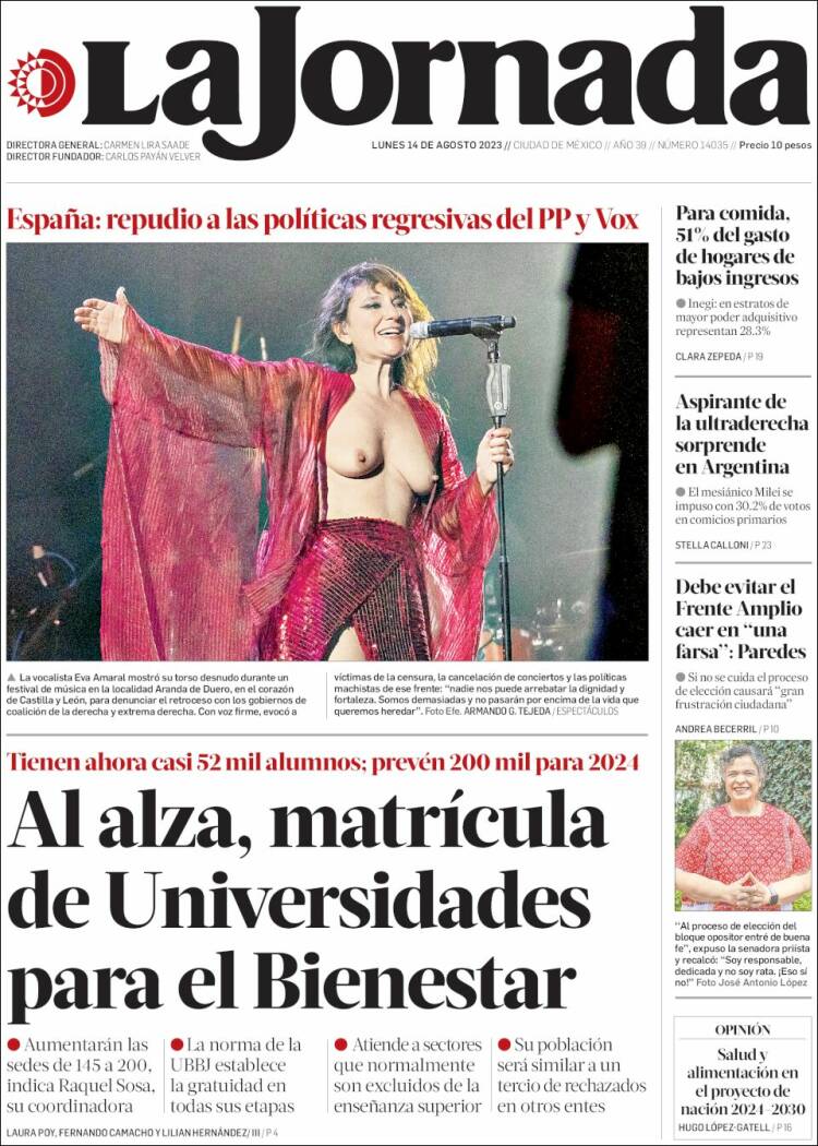 Portada de La Jornada (M&eacute;xico)