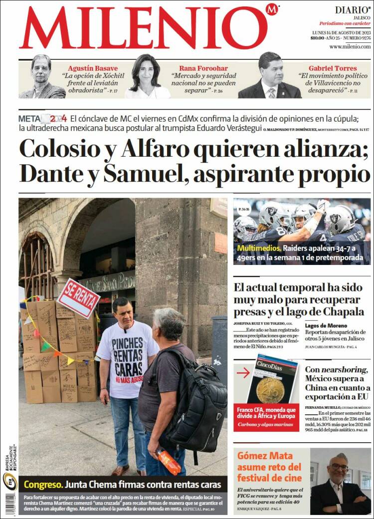 Portada de Milenio - Jalisco (M&eacute;xico)