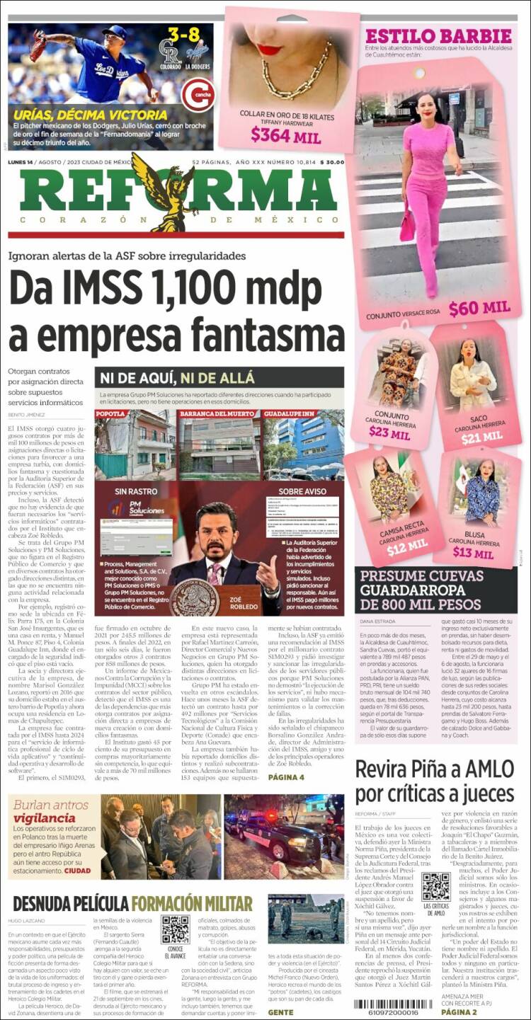 Portada de Reforma (M&eacute;xico)