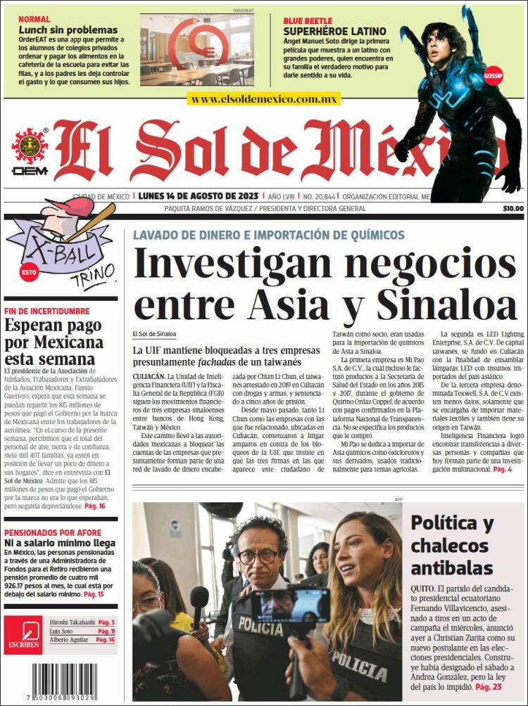 Portada de El Sol de México (M&eacute;xico)