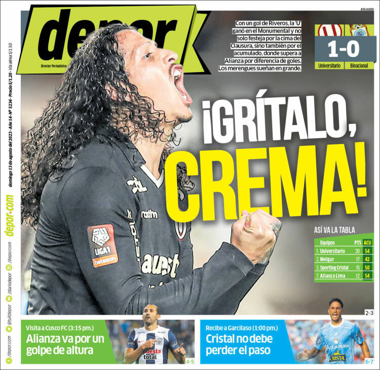 Portada de Depor (Perú)