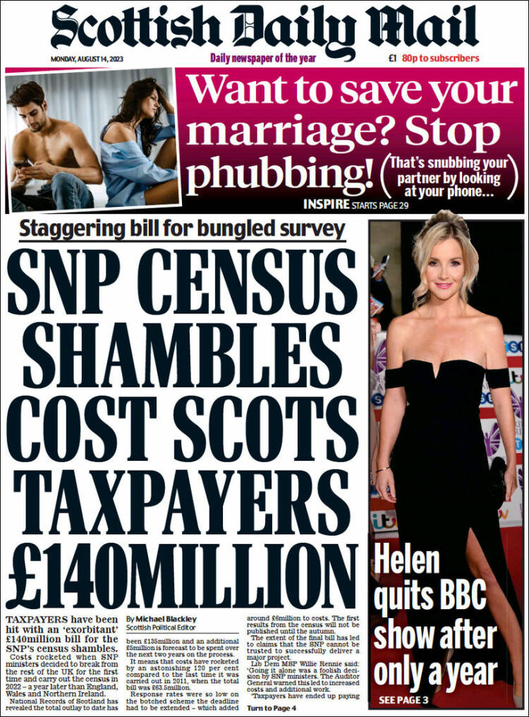 Portada de Scottish Daily Mail (Reino Unido)