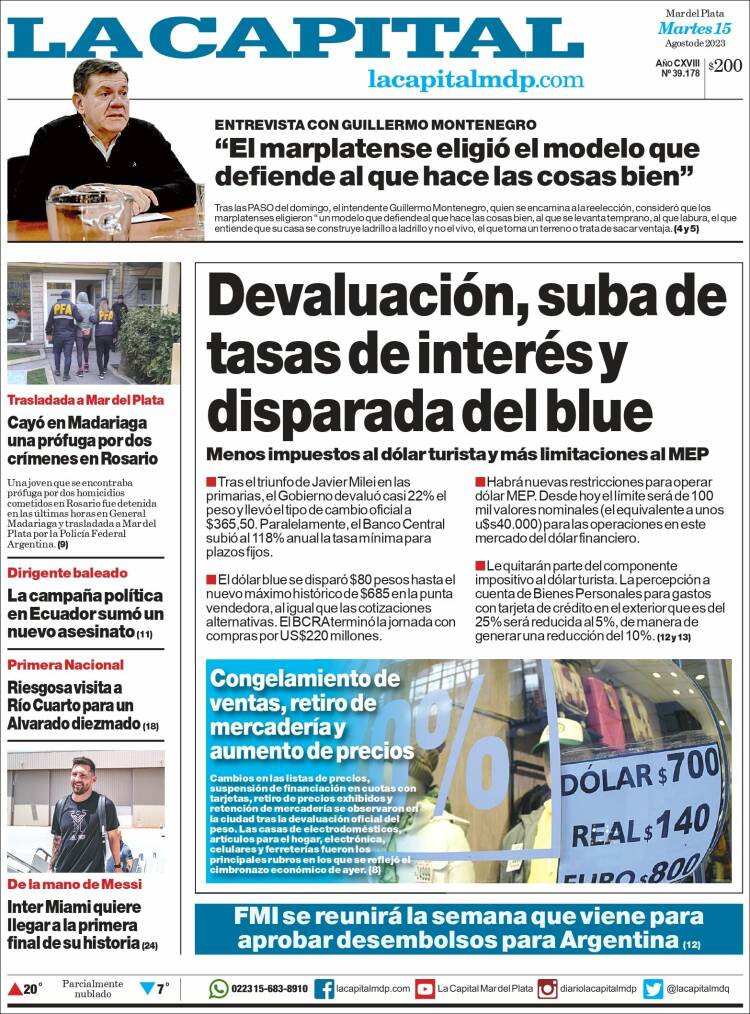 Portada de Diario La Capital - Mar del Plata (Argentina)