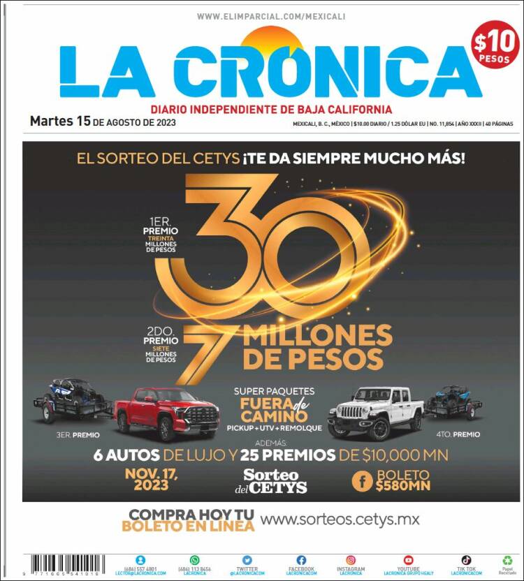 Portada de La Crónica de Baja California (México)